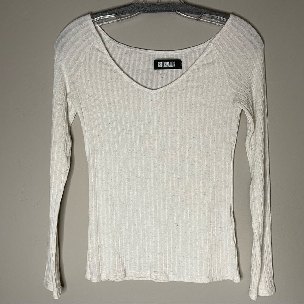 Reformation Cream Long Sleeve Top